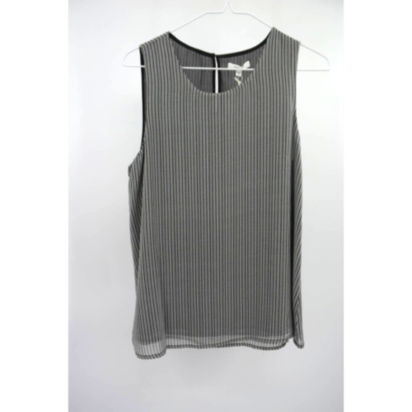 Pleione Black White stripe double layer tank blouse Size Extra Large - Picture 1 of 3